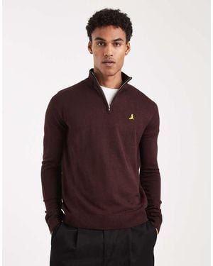 Brave Soul 1/4 Zip Knitted Jumper - Purple
