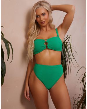Wolf & Whistle Fuller Bust X Abby Benson Ring Front High Waist Bikini Bottom - Green