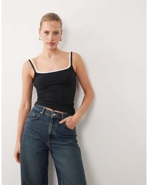 Abercrombie & Fitch 90s Double Layer Cami With Built - Blue