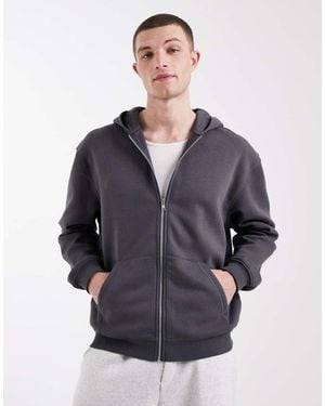 ASOS Essentials Relaxed Zip Through Hoodie - Blue