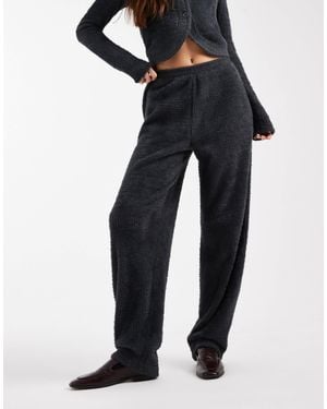 ASOS Co-Ord Textured Fluffy Barrel Leg Trouser - Black