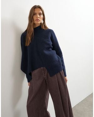TOPSHOP Strickpullover mit asymmetrischem einsatz - Blau