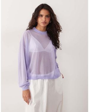 ASOS Sheer Knit Long Sleeve Top - Purple