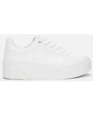 Pull&Bear – plateau-sneaker - Weiß