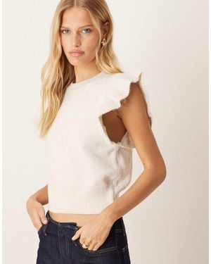 Vila Frill Detail Knitted Vest - Natural