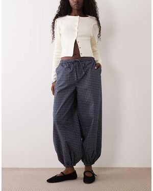 Jdy Pantaloni Balloon A Quadri - Blu