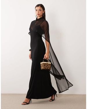 ASOS exaggerated Cape Maxi Dress - Black