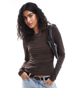 Aware Slinky Ruched Long Sleeved Top - Black