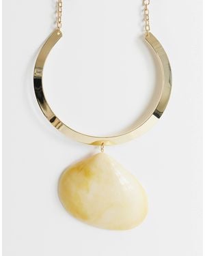 TOPSHOP – mira – statement-halskette mit muschelanhänger - Mettallic