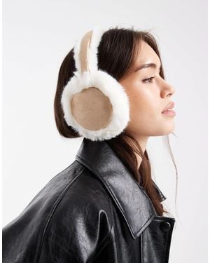 Pieces Faux Fur And Suede Earmuffs - Black