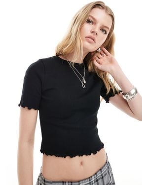 Collusion Lettuce Edge Ribbed T-shirt - Black
