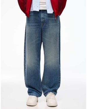 Bershka Wide Straight Jeans - Blue