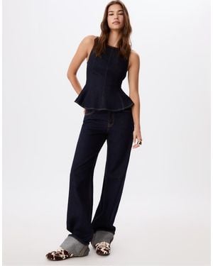 Stradivarius Sleeveless Denim Peplum Top - Blue