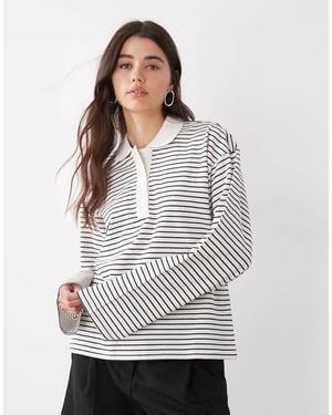 Monki Long Sleeve Rugby Top - Grey