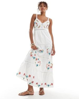 Miss Selfridge Vestito Lungo Bianco Ricamato Heritage