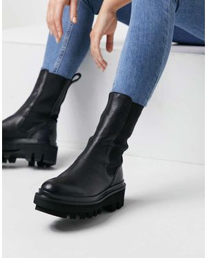 AllSaints Billie Tall Chunky Leather Chelsea Boots - Black