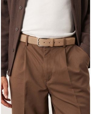 Mango Suede Square Buckle Belt - Brown