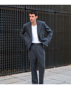 Labelrail X Isaac Hudson Cropped Boxy Double Breasted Blazer - Black