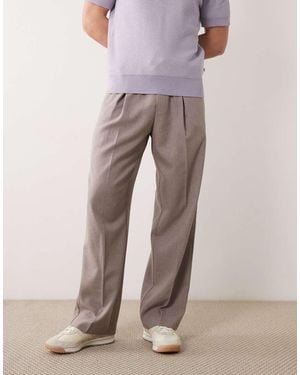 ASOS Tailored Pull On Wide Leg Trousers - Brown