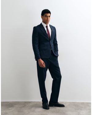 River Island Slim Fit Plaid Suit Jacket - Blue