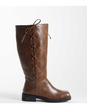 Public Desire Saffron Square Toe Knee Boots - Brown
