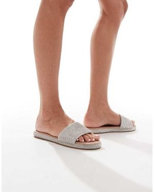 New Look Embellished Flatform Sandal - White