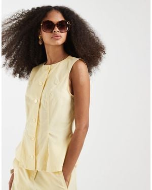 Vero Moda Linen Look Tailored Waistcoat Co-ord - Yellow