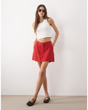 Abercrombie & Fitch – mini-skort aus leinenmix - Rot