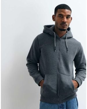 Brave Soul Zip Through Hoodie With Drawcords - Blue