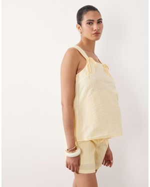 Mama.licious Mamalicious Maternity Seersucker Tie Shoulder Top Co-ord - Natural