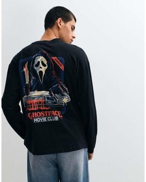 ASOS Camiseta Oversize De Manga Larga Con Steven Rhodes Ghostface Halloween En - Negro