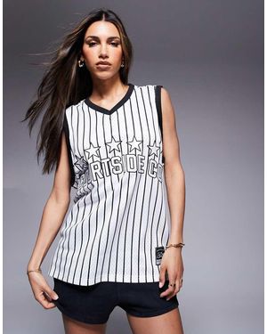 Courtside Log Detail Oversized Vest - White