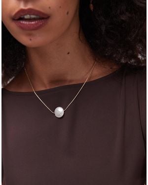 TOPSHOP Farley Dainty Choker Necklace With Pearl Pendant - Brown