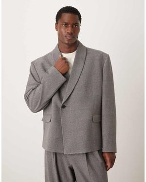 ASOS Deep Wrap Double Breasted Boxy Suit Jacket - Grey