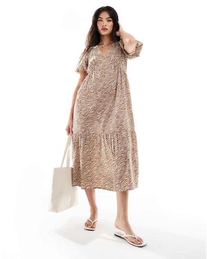 Wednesday's Girl Midaxi Smockjurk Met Zebraprint - Naturel