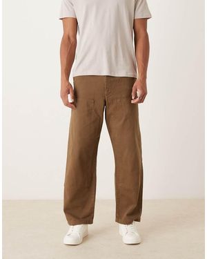 ASOS Loose Straight Carpenter Trousers - Natural