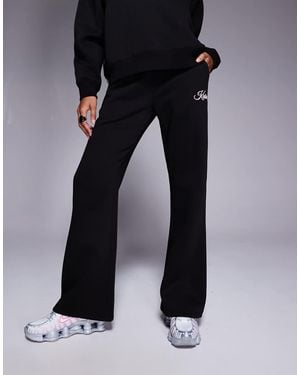 Kaiia Cotton Rich Script Logo Wide Leg jogger Co-ord - Black