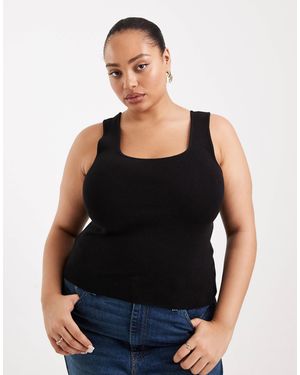 ASOS Asos design curve – gestricktes camisole aus baumwollmix mit u-ausschnitt - Schwarz