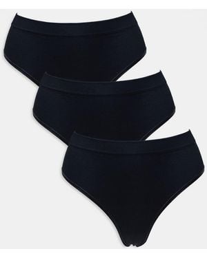 Lindex Seamless Rib High Waist Thong 3 Pack - Blue