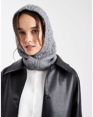 Pieces Cable Knit Balaclava - Black