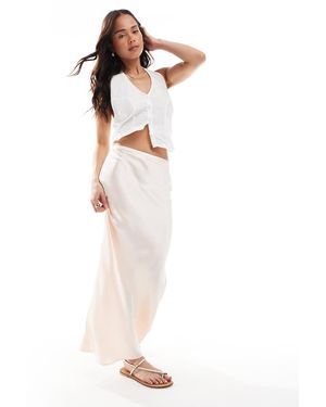 New Look Satin Bias Midi Skirt - White