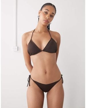 Monki Triangle Tie Up Bikini Top - Natural