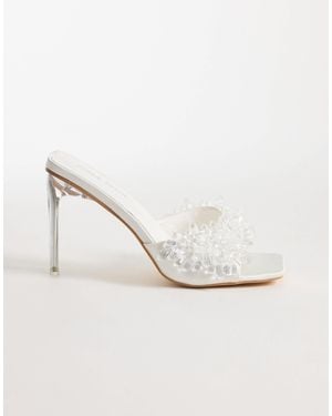 Public Desire Blanca Heeled Sandal Mules With Stones - Natural