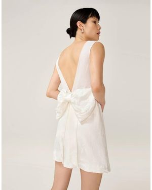 OMNES Dresses Bowlyn Bridal Mini Floral Jacquard Viscose Dress - Natural