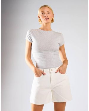Glamorous Slim Fit Stretchy Denim Short - White