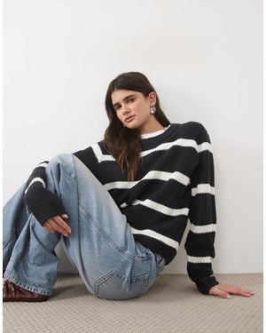 JJ Rebel Regular Fit Knit Striped Sweater - Blue
