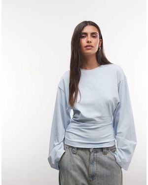 Weekday T-Shirt A Maniche Lunghe Con Vita Stretta - Bianco