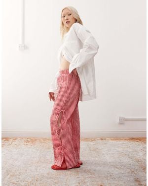 Noisy May Wide Leg Tie Detail Pants - Multicolor
