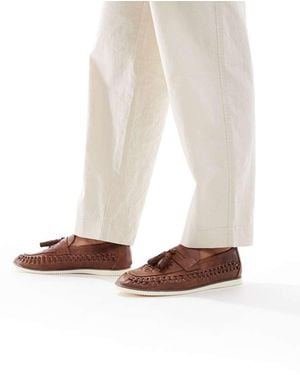 Brave Soul Faux Leather Woven Loafers - White