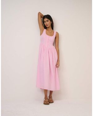 Nobody's Child Drop Waist Cora Midi Dress - Pink